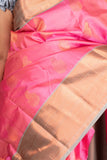 pink and grey combination silk saree