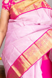Pink Silk Saree with Golden Border