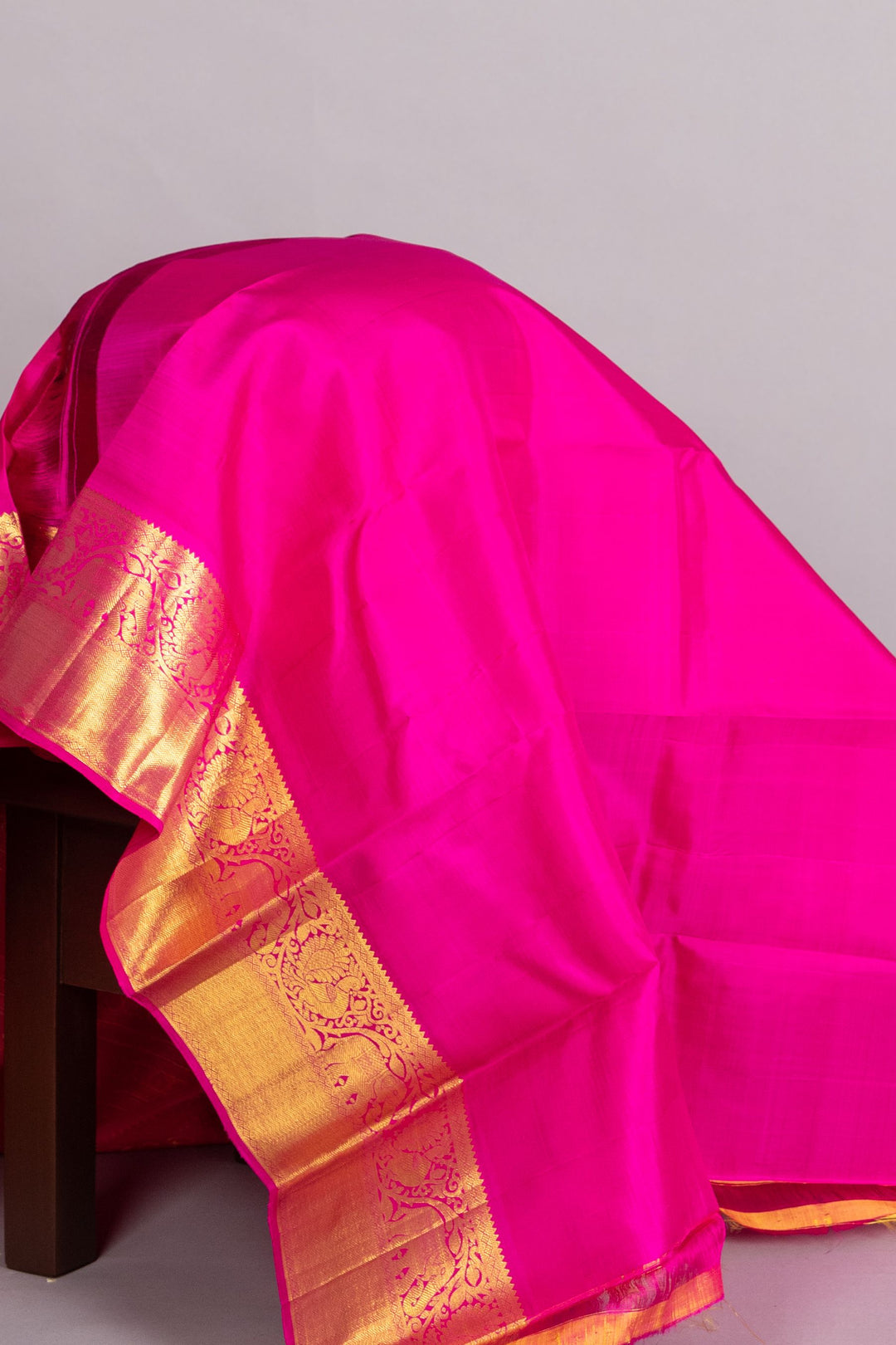 Pink Silk Saree with Golden Border