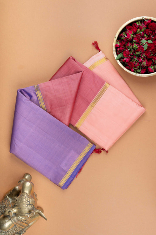 Pink and lavender mubbagam silk saree