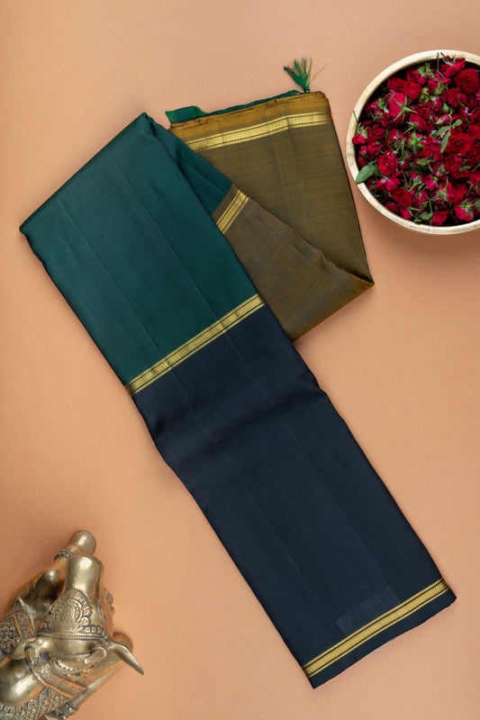 Black green and fenugreek mubbagam silk saree