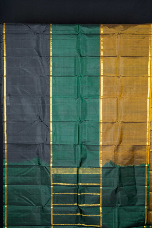 Black green and fenugreek mubbagam silk saree