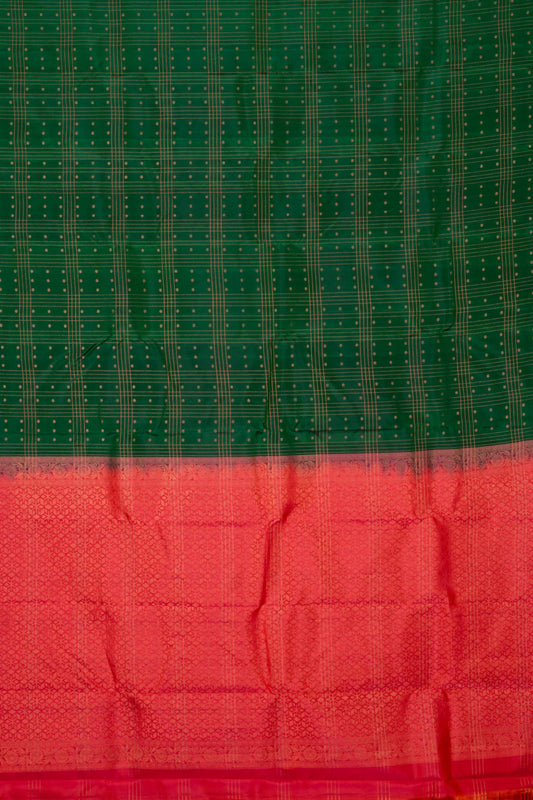 Green and orange borderless pure touch silk saree