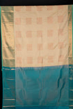 Offwhite and aqua blue semi silk saree