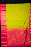 Lime green and pink semi silk saree