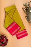 Moong dal green and pink semi silk saree