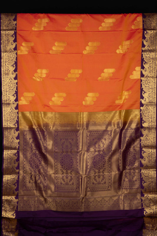 Orange and purple designer semi silk saree