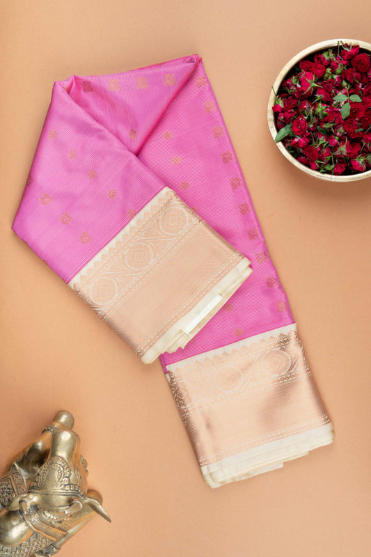 Pink and cream vairaoosi semi silk saree