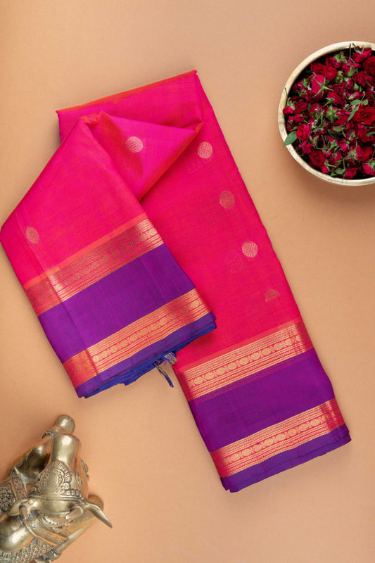 Pink and purple silk cotton saree