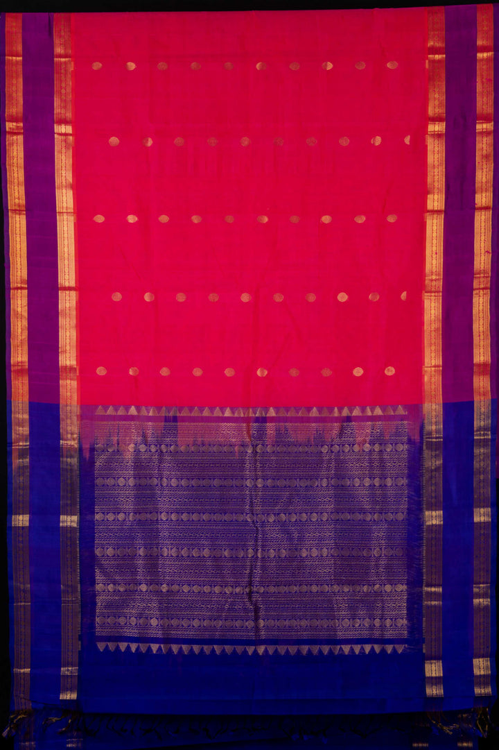 Pink and purple silk cotton saree