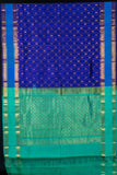 Blue and turquoise silk cotton saree