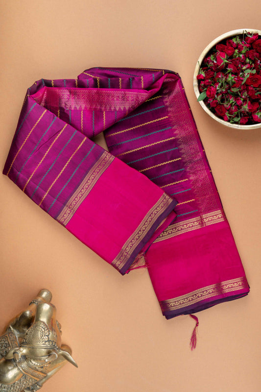 Wine purple silk cotton saree