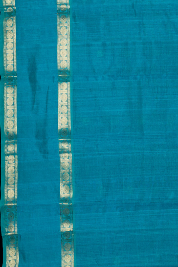 Purple and turquoise silk cotton saree