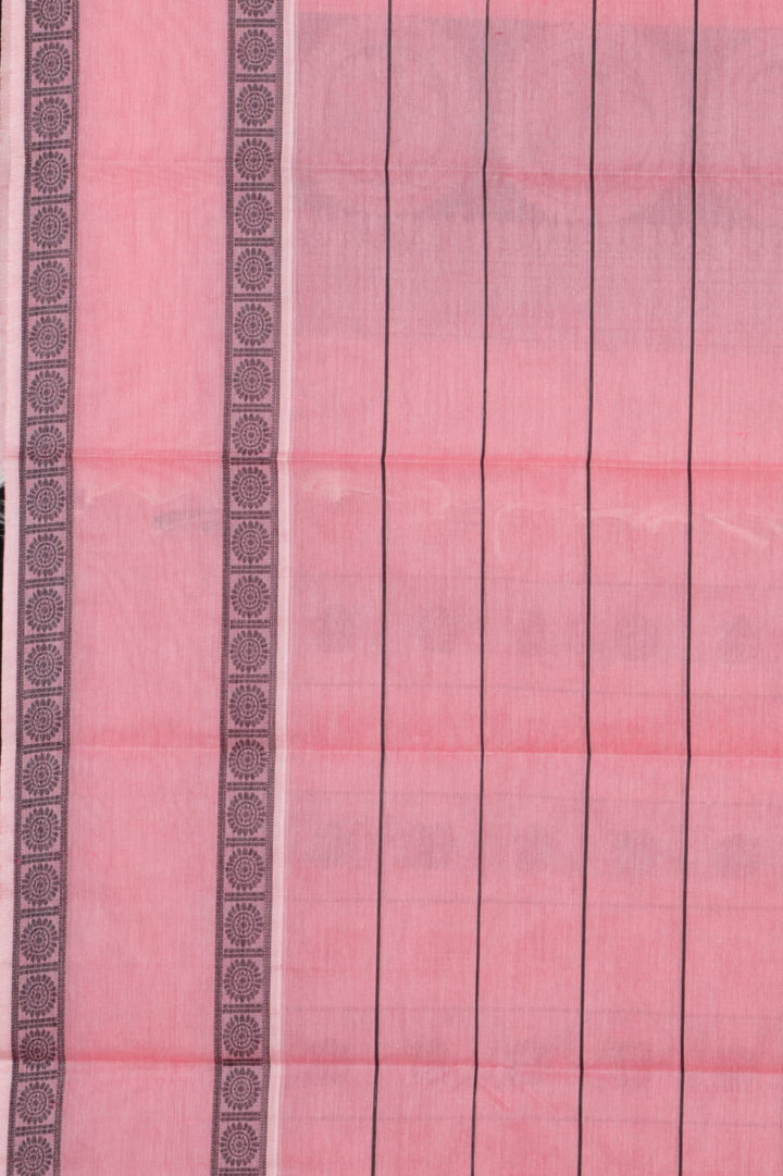 Pink mayil and chakram kanchi cotton saree