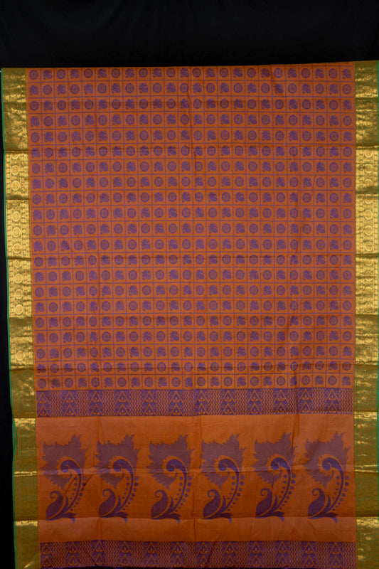 Honey brown kanchi cotton saree