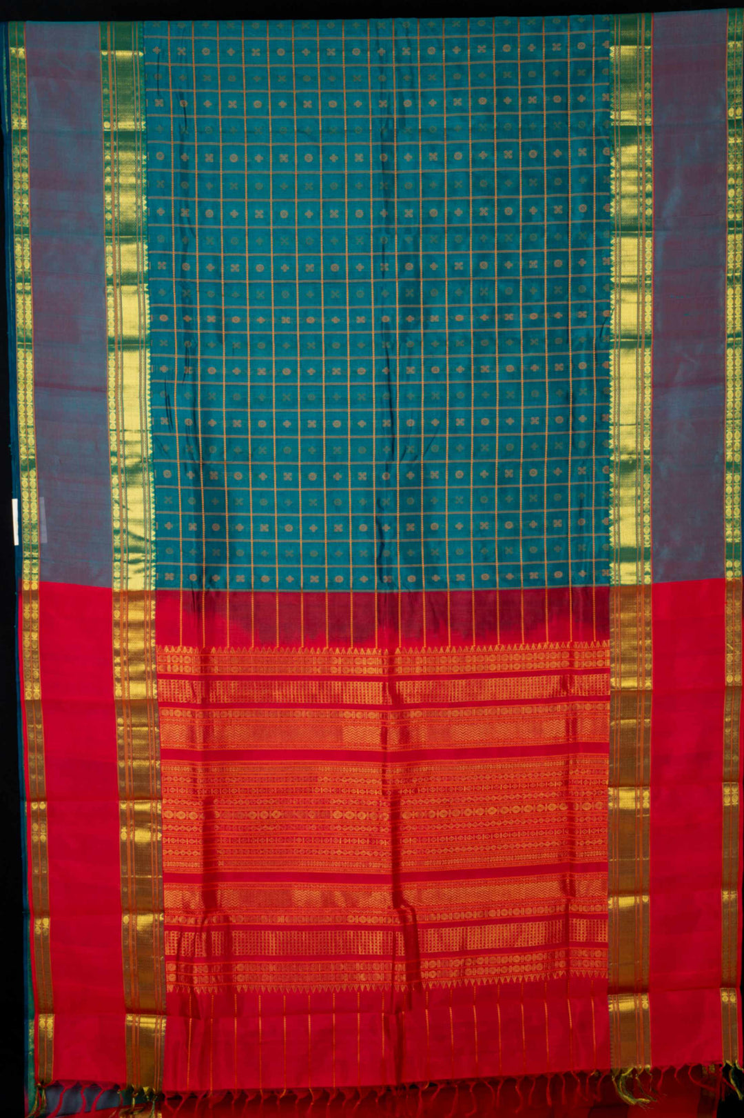 Peacock green silk cotton saree