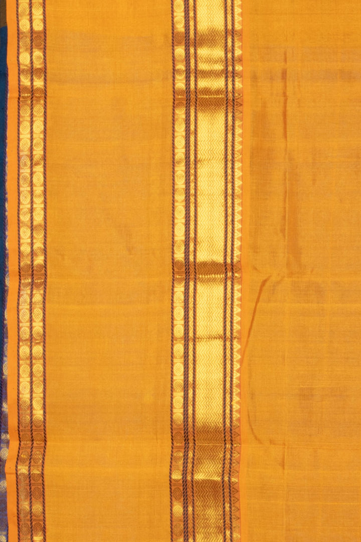 Peacock blue silk cotton saree